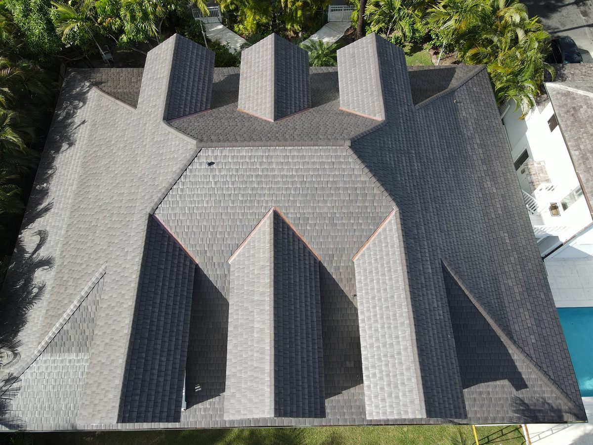 Plan view of a finished Enviroshake roof at Old Fort Bay